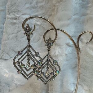Silver and Crystal Drop Earrings